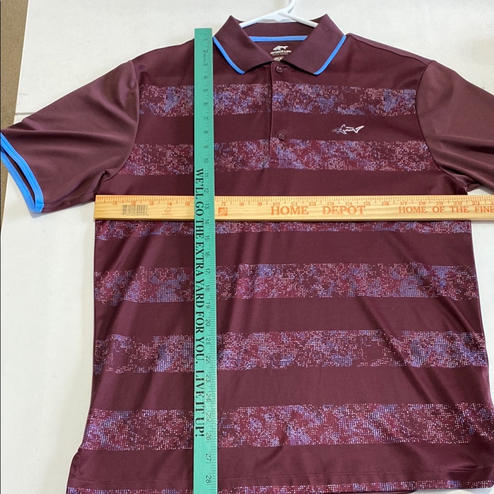 Men's Burgundy and Blue Polo Shirt by Greg Norman Collection